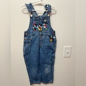 Vintage Mickey for Kids Embroidered Jean Bib Overalls size 4T Disney